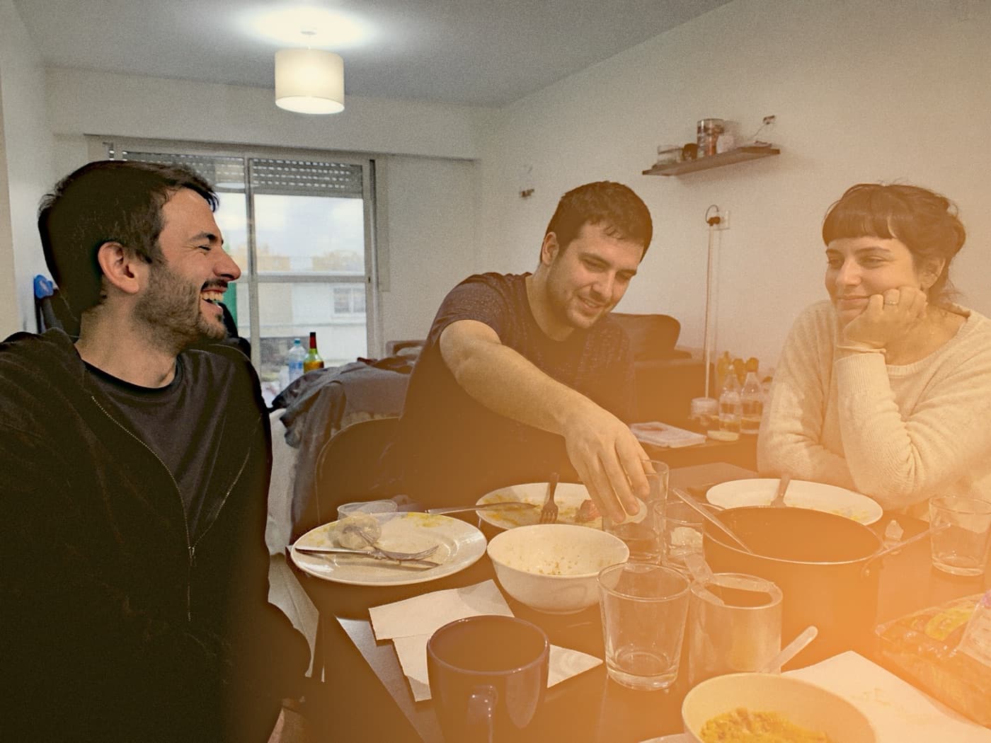 Dinner photographed with Tumble's Light Leak film look